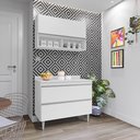Ver imagem 1 de Kit de Cozinha Esmeralda 100cm 3 Portas com Tampo Branco Maderatto Móveis