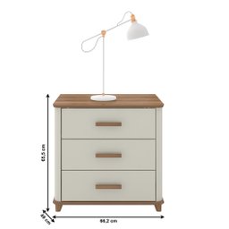 Mesa de Cabeceira 3 Gavetas Mini Cômoda Maitê Nature com Off White - Potenza - 3