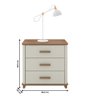 Mesa de Cabeceira 3 Gavetas Mini Cômoda Maitê Nature com Off White - Potenza - 3