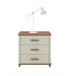 Mesa de Cabeceira 3 Gavetas Mini Cômoda Maitê Nature com Off White - Potenza - 2