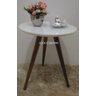 Mesa de canto tampo 40 cm branca vidro pés 60 cm - laqueado com vidro - Branco - 4