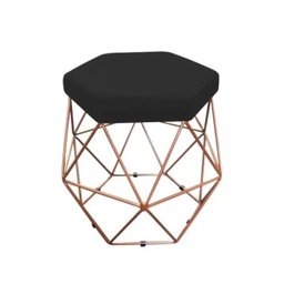 Puff Aramado Onix Bronze Suede Preto - 1