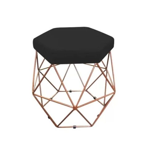 Puff Aramado Onix Bronze Suede Preto