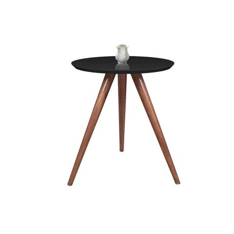 Mesa de canto tampo 45 cm com vidro várias cores e várias alturas - PRETA VIDRO / PE 50 CM