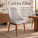 Ver imagem 4 de Cadeira Elisa Estofada Linho Bege Confortável Madeira Maciça