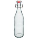 Ver imagem 1 de Garrafa Água Suco Leite Home&co com Trava na Tampa Vidro 1l 32x8x8cm Transparente