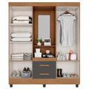 Ver imagem 3 de Guarda Roupa Casal Capela Lite Nature Cinza – Móveis Leão