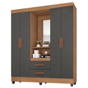 Guarda Roupa Casal Capela Lite Nature Cinza – Móveis Leão