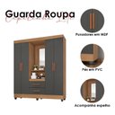 Ver imagem 4 de Guarda Roupa Casal Capela Lite Nature Cinza – Móveis Leão