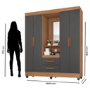 Ver imagem 2 de Guarda Roupa Casal Capela Lite Nature Cinza – Móveis Leão
