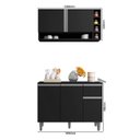 Ver imagem 3 de Balcão de Cozinha e Armário Aéreo Vanessa Preto Fosco - Ajl