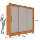 Ver imagem 3 de Guarda Roupa Casal 3 Portas Taiffa 190cm com Pés Yescasa Marrom/Cinamomo/Off White