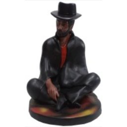 Imagem Exu Capa Preta Com Cartola Escultura Gesso Estatua 25 Cm - 1