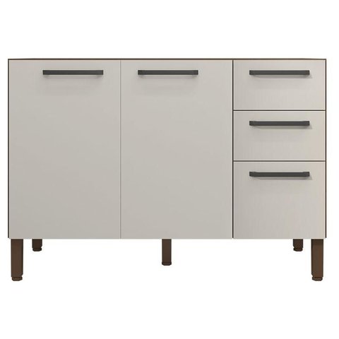 Balcão de Pia Mad Versalhes 120 Cm Nogueira Off White - Kits Paraná