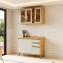 Ver imagem 1 de Cozinha Modulada Compacta 2 Peças 5 Portas e 3 Gavetas 100% MDF 120cm Barbados Espresso Móveis Bege/Amêndoa/Off-White