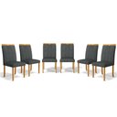 Ver imagem 1 de Kit com 6 Cadeiras Ana Madeira Maciça Estofadas para Mesa de Jantar Linho Chumbo 406