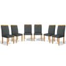 Kit com 6 Cadeiras Ana Madeira Maciça Estofadas para Mesa de Jantar Linho Chumbo 406 - 1