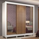 Ver imagem 1 de Guarda-Roupa Casal Madesa Lyon 3 Portas de Correr com Espelhos 2 Gavetas com Pés Branco/Rustic Cor:B