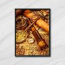 Quadro Cartografia com Lupa e Luneta 33x24cm - com vidro:Madeira preta - 1