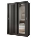 Ver imagem 2 de Guarda Roupa Solteiro 2 Portas Darvi Lux 2 Gavetas Carraro Ripado Preto Touch