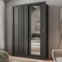 Ver imagem 1 de Guarda Roupa Solteiro 2 Portas Darvi Lux 2 Gavetas Carraro Ripado Preto Touch