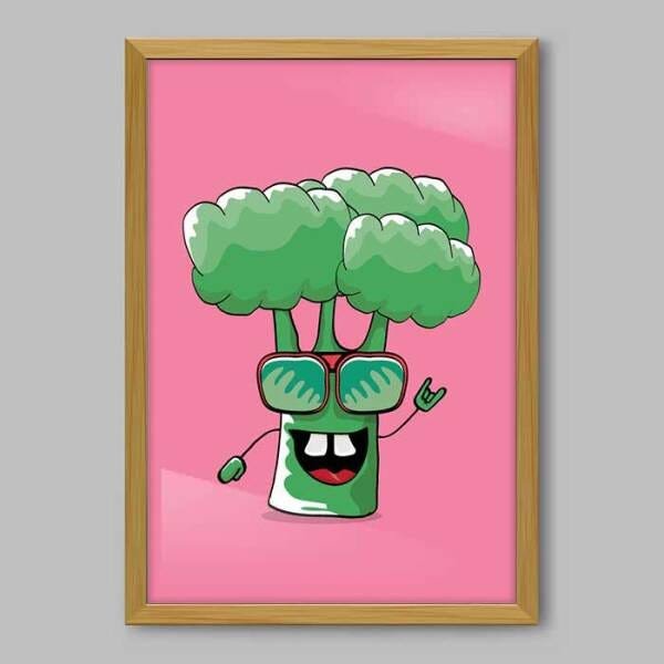 Quadro Cozinha Brocolis Al Dente - 45x30cm - Moldura Caixa Madeira - 1