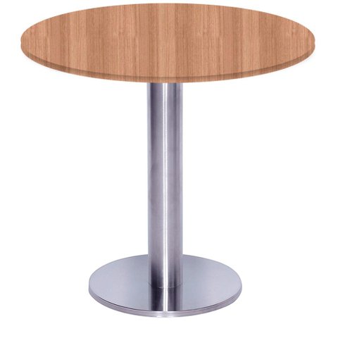 Mesa Beta Big Inox 75 Cm (alt) Disco Redondo Tampo Mdp Redondo 70 Cm (larg) X 2,50 Cm (alt) Noce