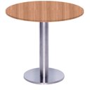 Ver imagem 1 de Mesa Beta Big Inox 75 Cm (alt) Disco Redondo Tampo Mdp Redondo 70 Cm (larg) X 2,50 Cm (alt) Noce