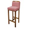 Kit 08 Banquetas Alta Jade Suede Rose Com Encosto e Aplique Para Balcão Bistrô e Base Castanho - - 3