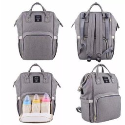 Mochila Maternidade Lequeen Original Cinza Mamãe Moderna - 1