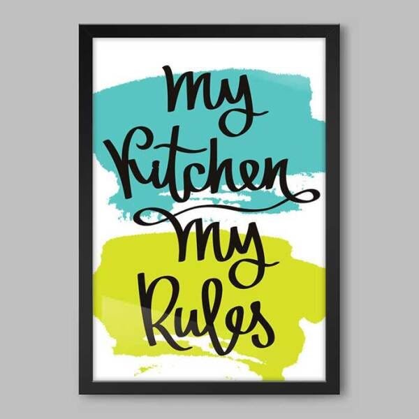 Quadro Cozinha Minha Cozinha - 60x40cm - Moldura Padrão Preto - 1