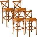 Ver imagem 1 de Kit 04 Banquetas Altas Cozinha Bancada Bar Sala Jantar Estofada Ávila L02 Couríssimo Whisky - Lyam L