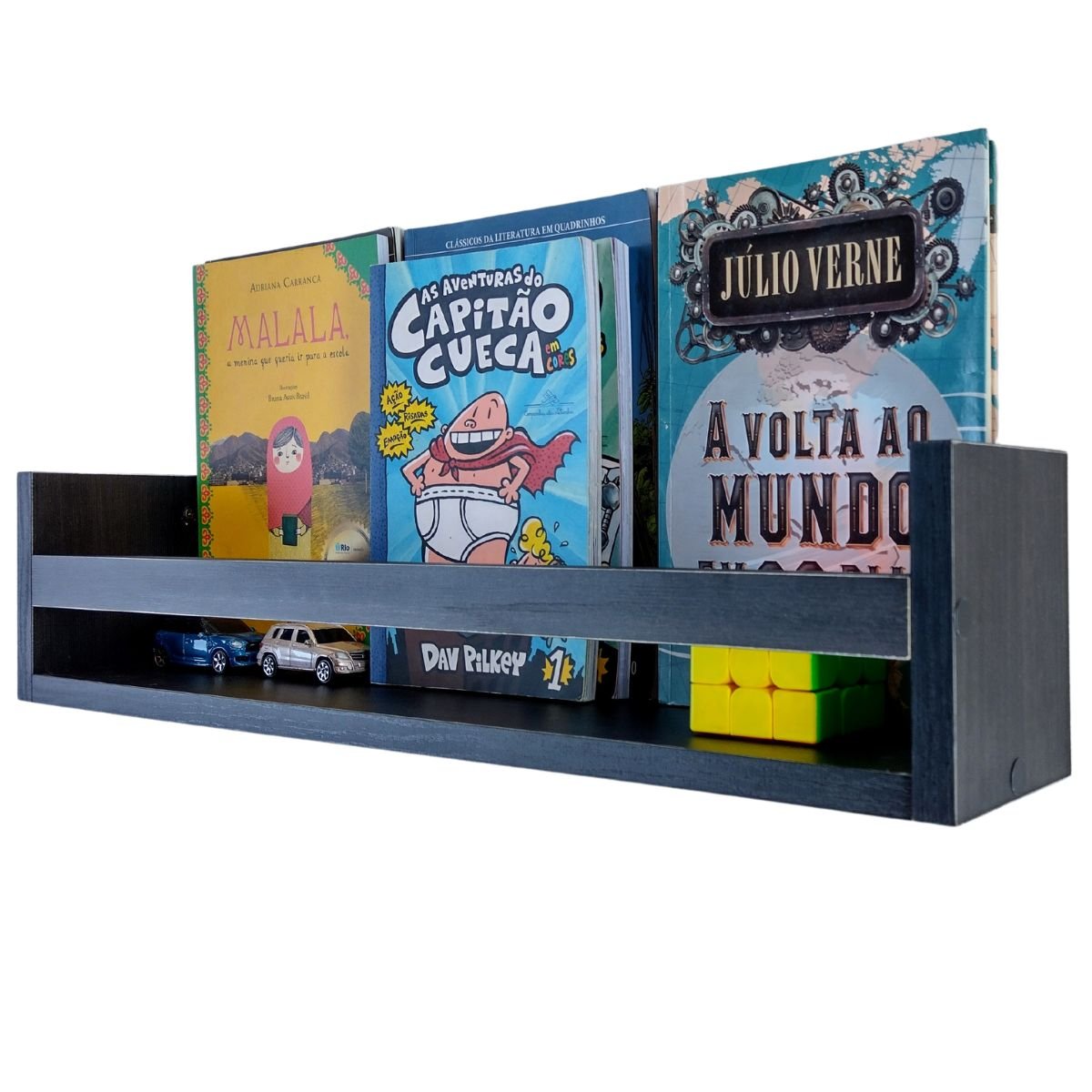 3 Estantes Pretas De Livros Infantis Pratileira De Brinquedos Pelúcia Bonecos Mdf 55cm - 4