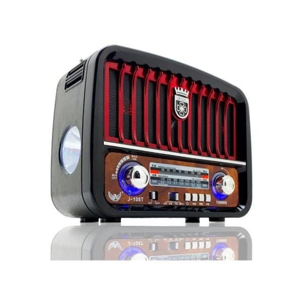 Rádio Antigo FM Am USB Aux Sd Pendrive Lanterna Recarregável - 3