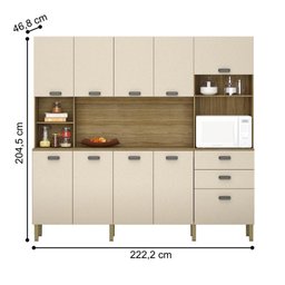 Kit de Cozinha com 9 Portas e 2 Gavetas Budapeste Vanilla - 3