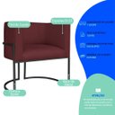 Ver imagem 4 de Poltrona Dália Luxo Moderna Estofada Design Sofisticado com Base de Ferro Preto Suede