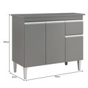 Ver imagem 4 de Balcão de Cozinha Tatiane 95cm Cinza com Tampo Mdp - Ajl Móveis