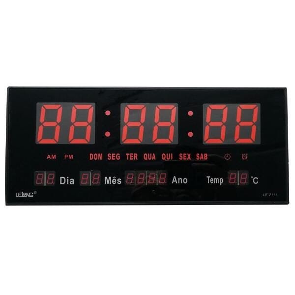 Relógio Parede Digital Termometro Calendario Lelong Le-2111 - 2