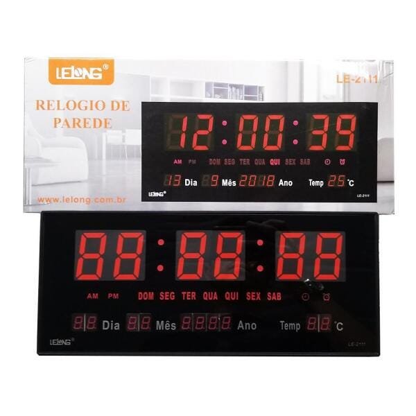Relógio Parede Digital Termometro Calendario Lelong Le-2111 - 6