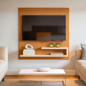 Painel de Tv até 32 Polegadas com Prateleiras Clean Minimalista Porta Objetos para Sala Quarto Mdf