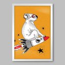Ver imagem 1 de Quadro Animal Koala on Rocket - 45x30cm - Moldura Padrão Branco