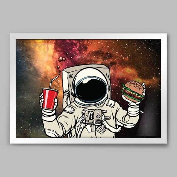 Quadro Cozinha Espacial Fast Food - 20x30cm - Moldura Padrão Branco - 1