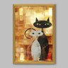 Quadro Animal Cat White End Black - 20x30cm - Moldura Caixa Madeira - 1