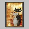 Quadro Animal Cat White End Black - 60x40cm - Moldura Caixa Preto - 1