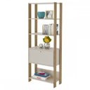 Ver imagem 2 de Estante para Livros Match 1 Porta 3 Prateleiras Off White/Carvalho Artely