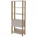 Ver imagem 3 de Estante para Livros Match 1 Porta 3 Prateleiras Off White/Carvalho Artely