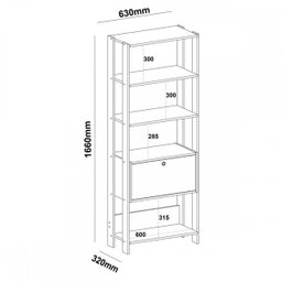 Estante para Livros Match 1 Porta 3 Prateleiras Off White/Carvalho Artely - 4