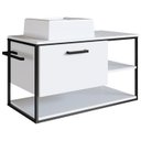 Ver imagem 1 de Gabinete Suspenso Banheiro 80 Cm com Cuba Preto Branco P1007 Pp
