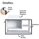 Ver imagem 3 de Gabinete Suspenso Banheiro 80 Cm com Cuba Preto Branco P1007 Pp