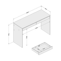 Escrivaninha Lindóia com 2 Gavetas - Branco/Castanho - 4
